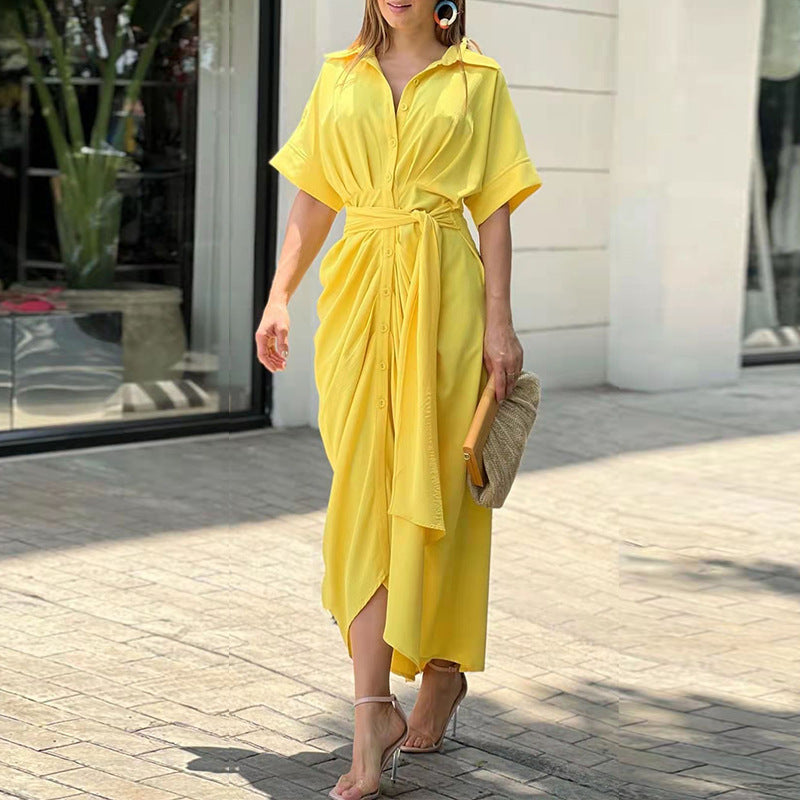 Fern - Rochie cu guler flounce și talie înaltă