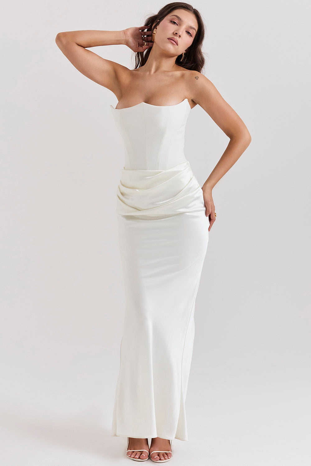 Cassia – Rochie Maxi Elegantă de Damă cu Corset și Satin