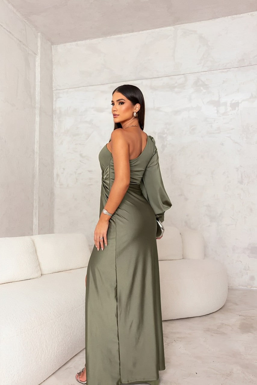 Camira – Rochie de Damă Maxi Elegantă cu Umăr Asimetric și Fante